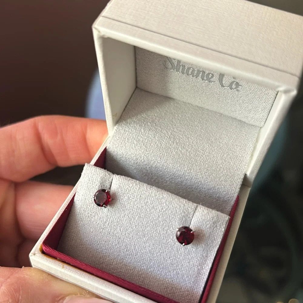 Garnet Studs Shane Co. - Picture 2 of 5